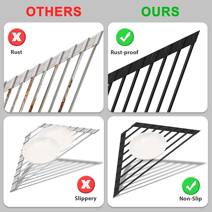 HANZENMA Triangular Sink Rack, Foldable Sink Drying mat, Heat-Resistant - Image 5