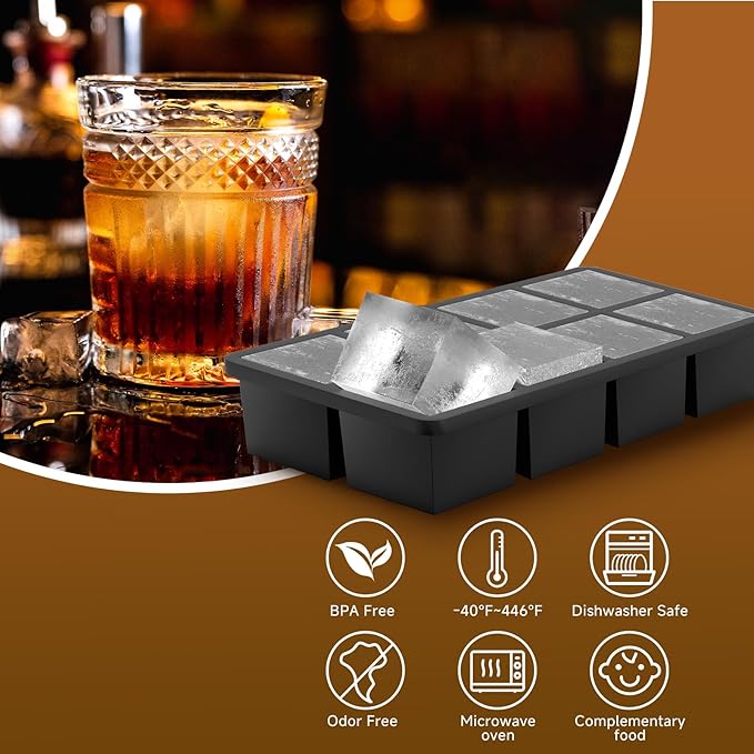 Samuelworld Large Silicone Ice Cube Tray Molds, Big 2 Inch Cubes 3 Pack- Food - Image 6