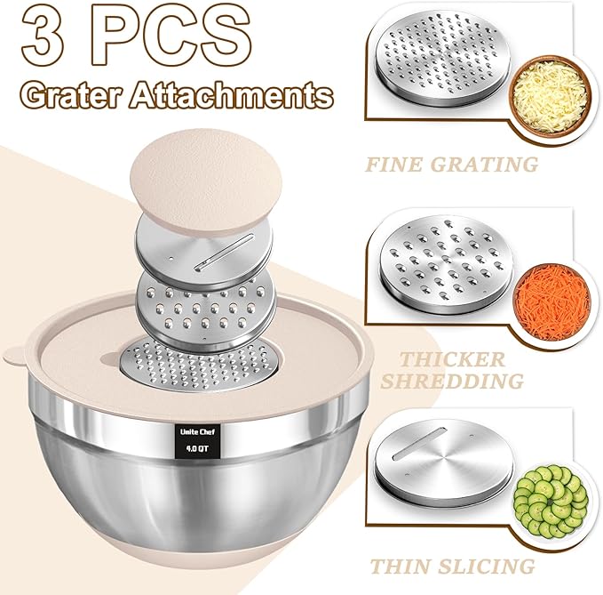 Umite Chef Mixing Bowls with Airtight Lids Set, Non-Slip Bottoms, 1.5QT - Image 3