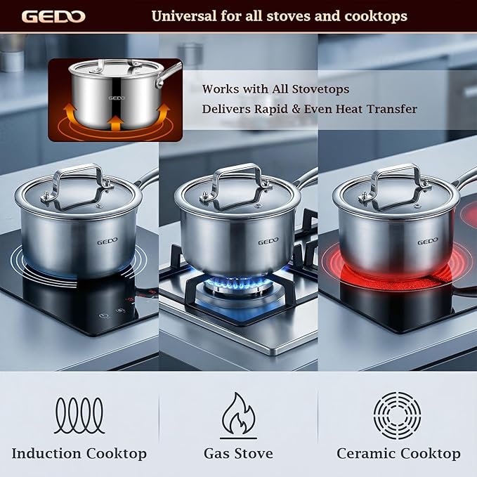 GEDO 3-Ply 304 Stainless Steel Saucepan - Image 5