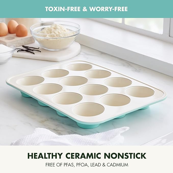 GreenPan Bakewell 12-Cup Muffin Pan, Healthy Ceramic Nonstick Bakeware - Image 2