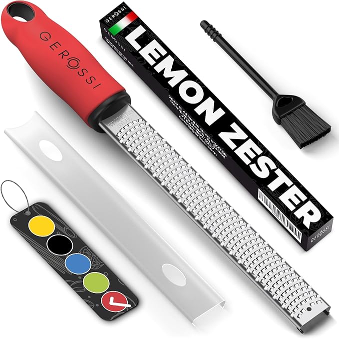 Stainless Steel Cheese Grater & Lemon Zester w/Extra Sharp Blade by GEROSSI