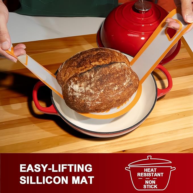 AHJ 6QT Dutch Oven For Bread Baking, Enameled Cast Iron Dutch Oven Pot - Image 4