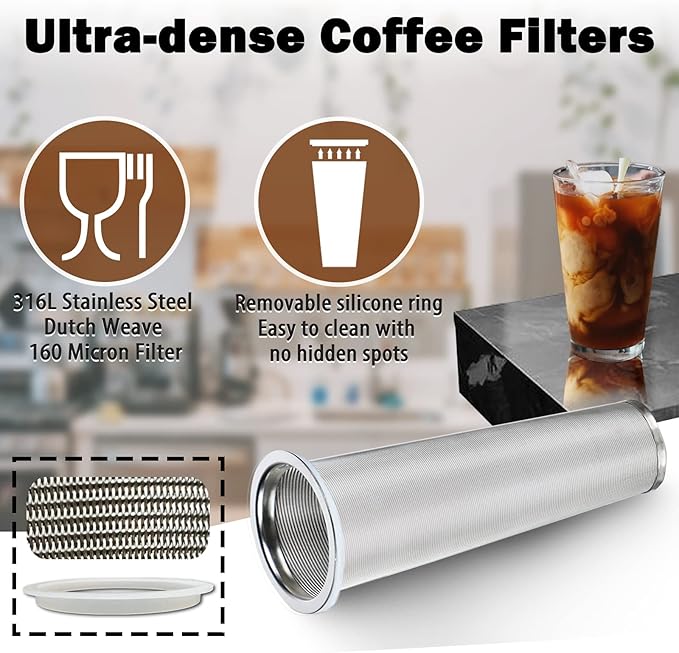 Cold Brew Mason Coffee Maker - 64oz Iced Coffee Pitcher - Image 3