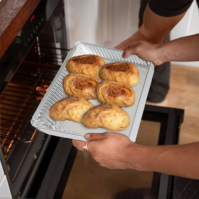 PLASTICPRO Aluminum Pans 100 Pack Disposable Cookie Sheets 13 x 17 Baking Pans - Image 7
