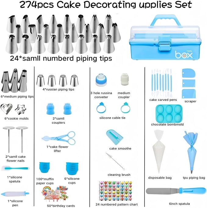 Cake Decorating Tools Supplies Kit: 274pcs Baking Accessories - Image 8