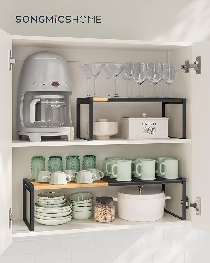 SONGMICS HOME Spice Racks, Expandable Cupboard Shelf Orgnizers, Kitchen Counter - Image 2