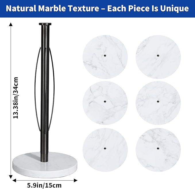 YIGII Heavy Marble Base Paper Towel Holder – Countertop Paper Roll Holder - Image 7