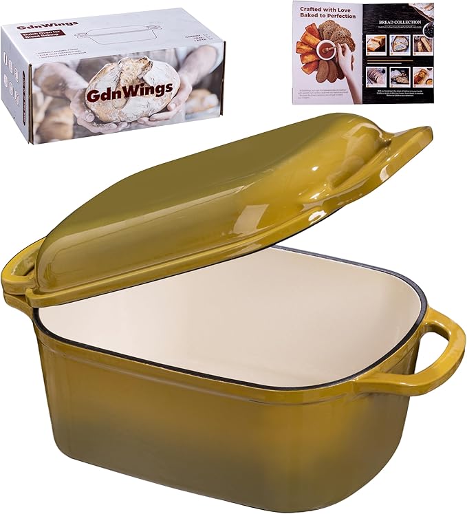 4.6 Quart Dutch Oven for Bread Baking, Combo Oval Enameled Cast Iron Bread Pan by GdWings
