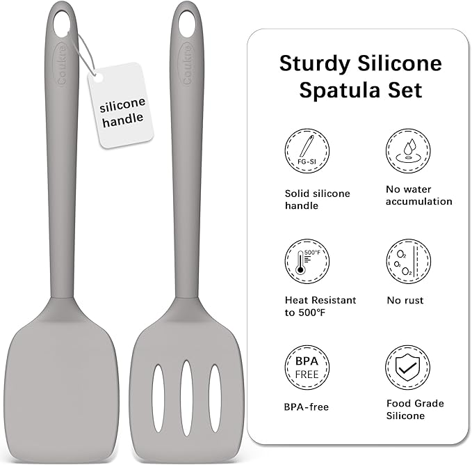 Coukre 2 Pack Silicone Spatula Set, High Heat Resistant, BPA Free Kitchen - Image 3