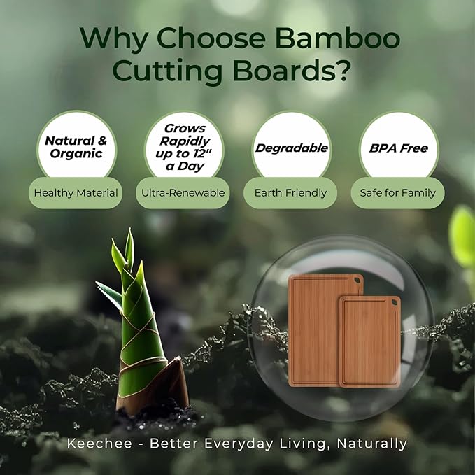 Keechee Butcher Block 2-Pcs Carbonized Bamboo Cutting Board Set - Image 7