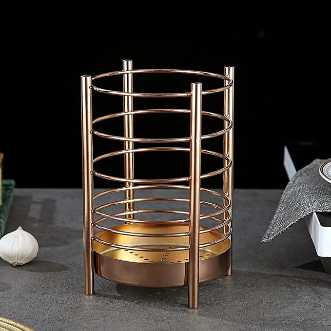Copper Kitchen Utensil Holder for Kitchen Counter, Stainless Steel Utensil - Image 3