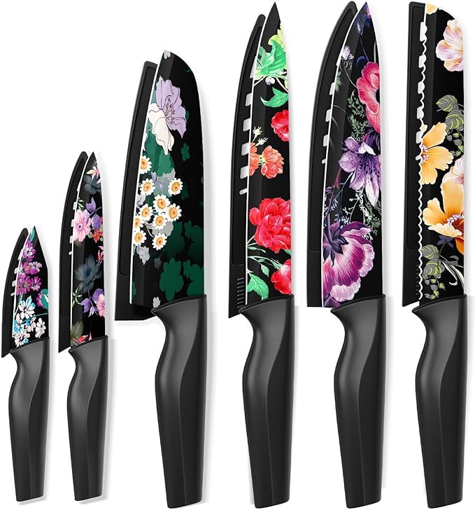 Astercook Knife Set, 12-Piece Flower Kitchen Knives Sets by Astercook