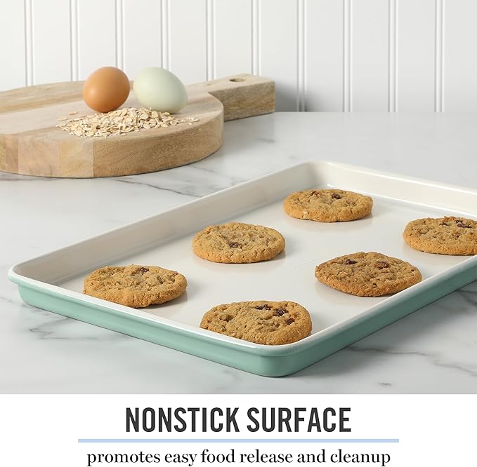 Martha Stewart Gallen 15 x 10 Inch Nonstick Carbon Steel Cookie Sheet – Teal - Image 3