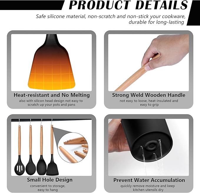 HaWare Kitchen Cooking Utensils Set, 23-Piece Silicone Kitchen Utensils Spatula - Image 4