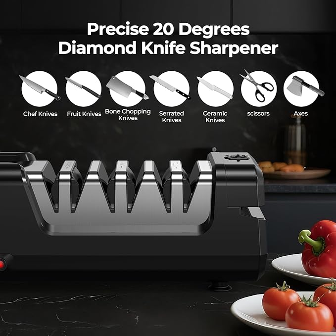 Electric Knife Sharpener, Precise 20° Diamond Knife Sharpener - Image 2