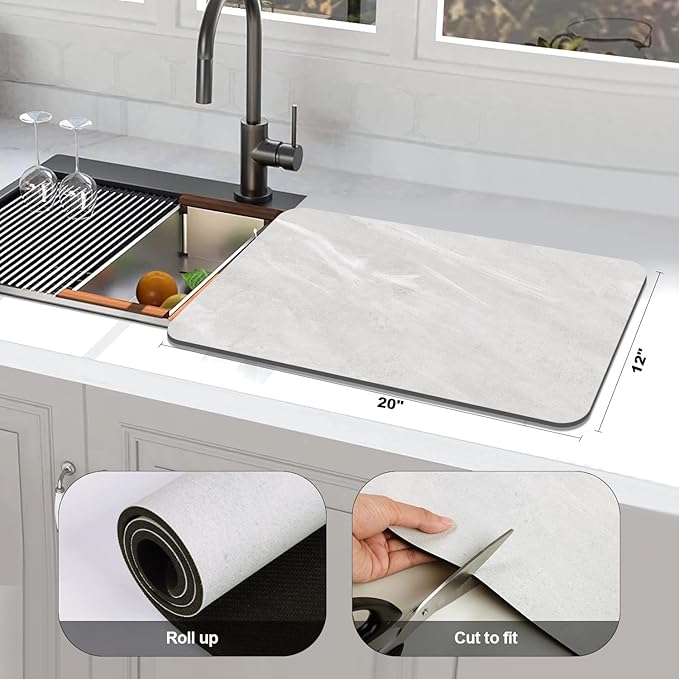 Findosom Dish Drying Mat, Cuttable Drying Mat - Image 3