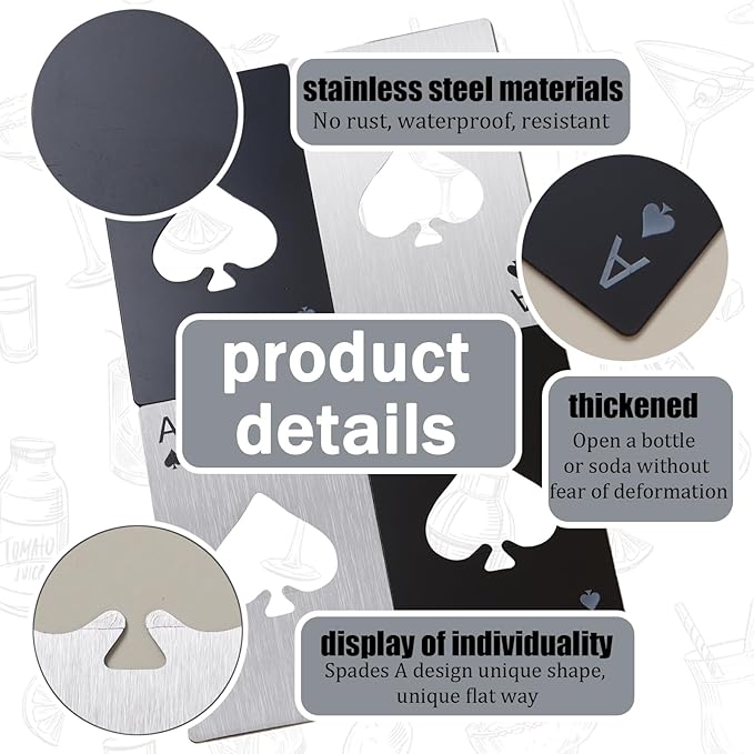 Ace of Spades Bottle Openers, Credit Card Size Stainless Steel Bottle Opener - Image 3