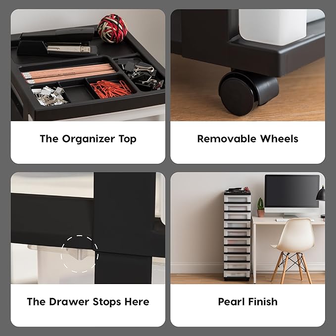 IRIS USA Plastic Drawer Storage Organizer Rolling Cart, - Image 8