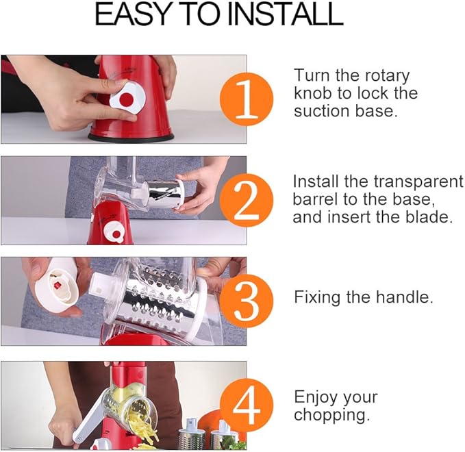 Ourokhome Rotary Cheese Grater Hand Crank, Kitchen Shredder Speed Mandolin - Image 7
