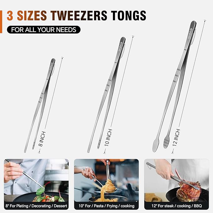 Eddeas Kitchen Tweezers Tongs, Cooking Tweezers Stainless Steel - Image 8