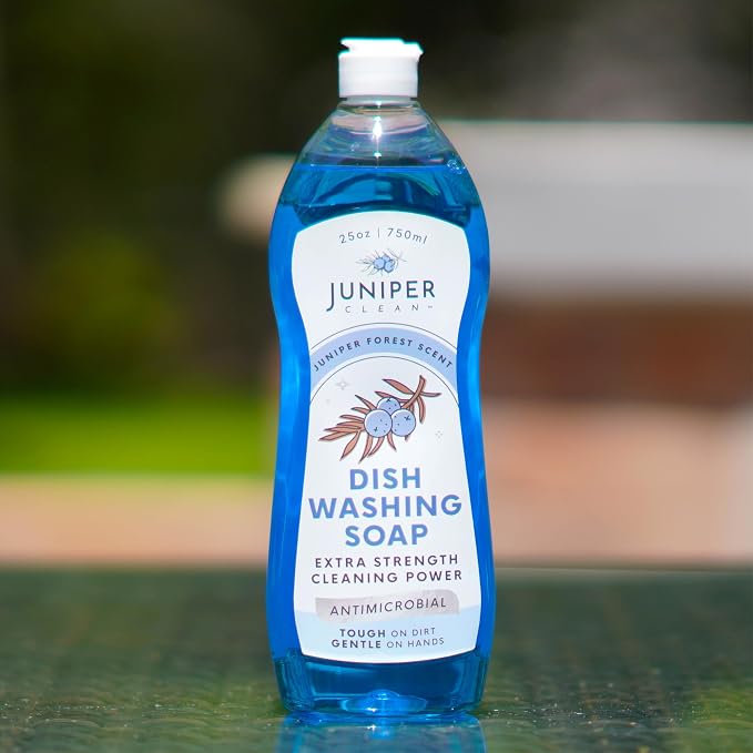 Juniper CLEAN, Dish Soap, Juniper Scent, Liquid Dish Washing Soap Squeeze Bottle 25 Fl Oz (Pack of 6)