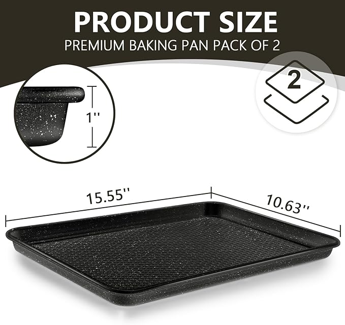 Wildone Baking Sheet Pan Set, Honeycomb Embossed Nonstick Baking Sheet 15x10 In - Image 2