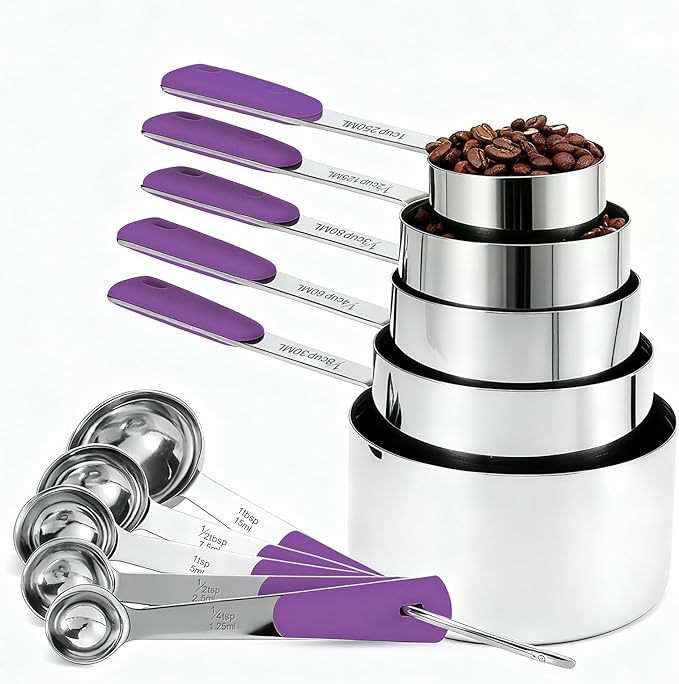 Bopei Measuring Cups and Spoons Set Stainless Steel 10 Piece by Bopei