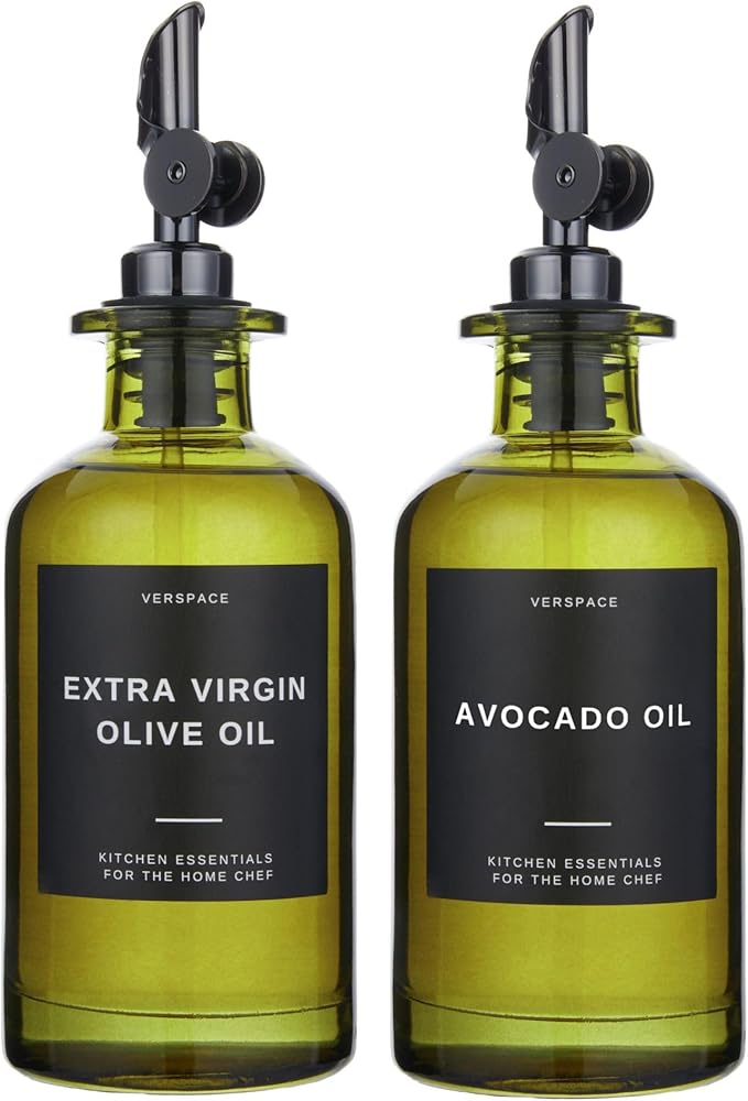 Verspace UV-Protected Green Glass Olive Oil Dispenser Bottles by Verspace