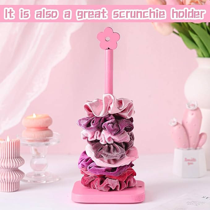 Leinuosen Pink Flower Paper Towel Holder Coquettish Cute Flower Wooden Paper - Image 6