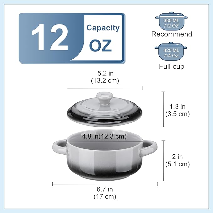LOVECASA Mini Cocotte with Lid, 12 OZ Small Casserole Dish - Image 3