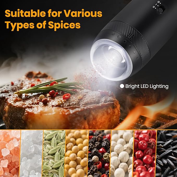 Rechargeable Gravity Electric Salt Grinder Set - Image 7
