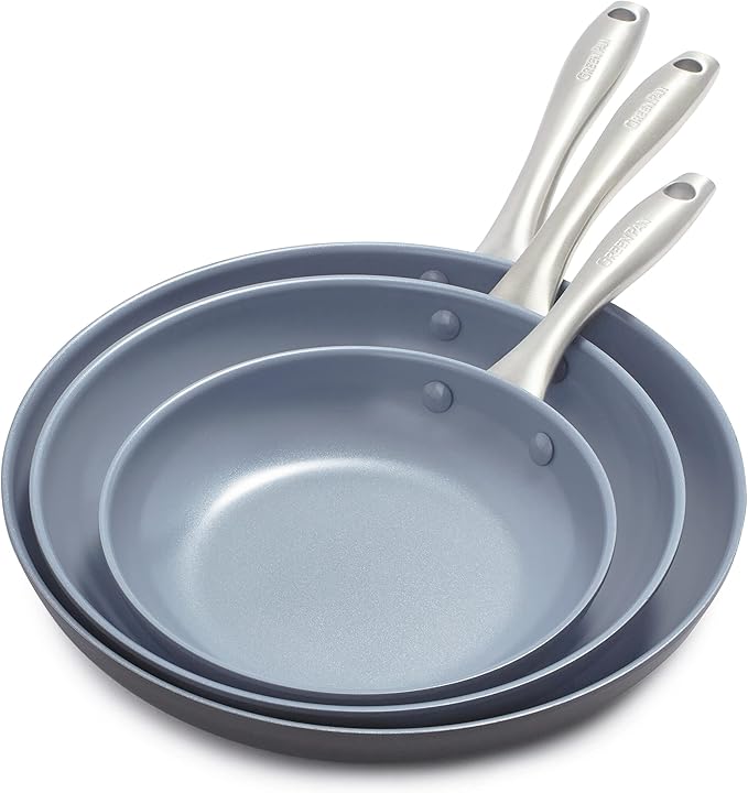 GreenPan Lima Hard Anodized 8" 10" & 12" Frying Pan Skillet Set, Ceramic by GreenPan