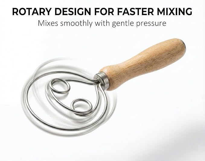 Danish Dough Whisk for Sourdough Bread, Stainless Steel Bread Dough Whisk - Image 4