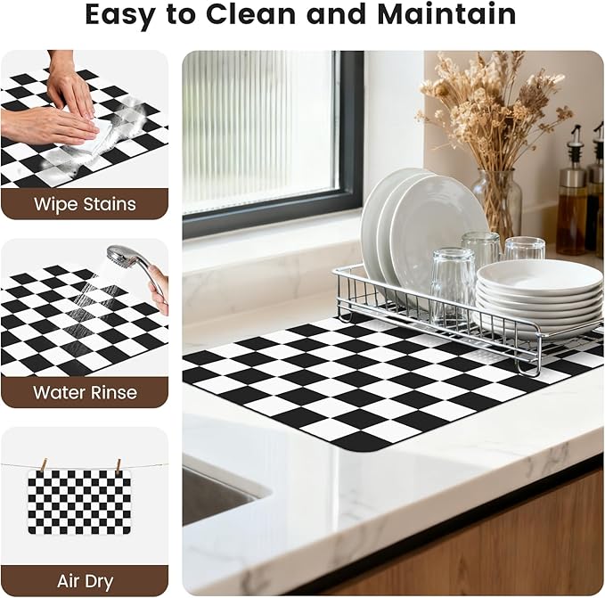 16" x 24" Checkered Dish Drying Mat - Image 7