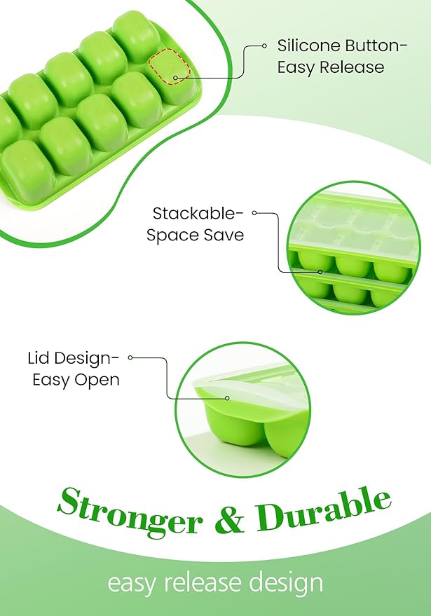 DOQAUS Ice Cube Tray with Lid and Bin - Image 4