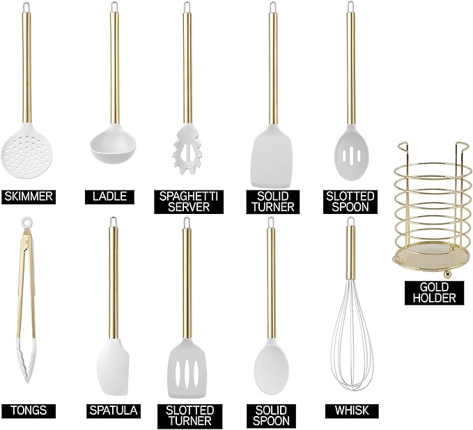 COOK WITH COLOR Silicone Cooking Utensils, Kitchen Utensil Set, Cooking Utensils - Image 2