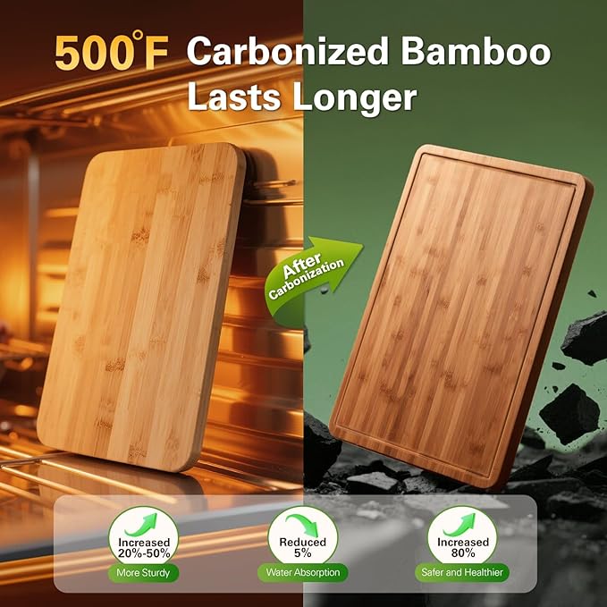 Zarler Bamboo Cutting Boards for Kitchen, 3 Piece Durable Wood Cutting Board - Image 2