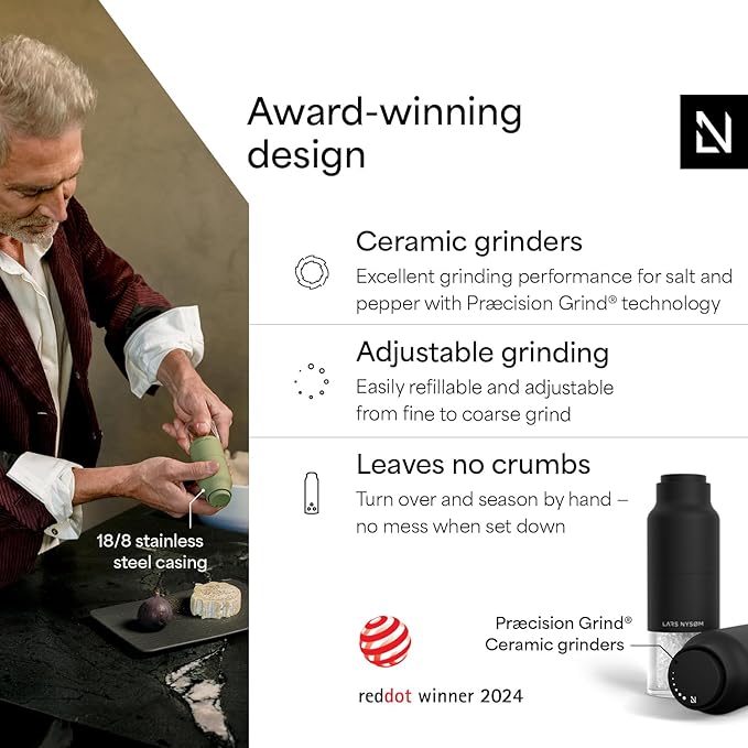LARS NYSØM Salt and Pepper Grinder Set, Stainless Steel Manual Salt and Pepper - Image 2
