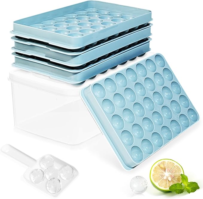 Ice Cube Trays with Lid and Bin, 1.0 IN Small Round Ice Cube Mold by DclobTop