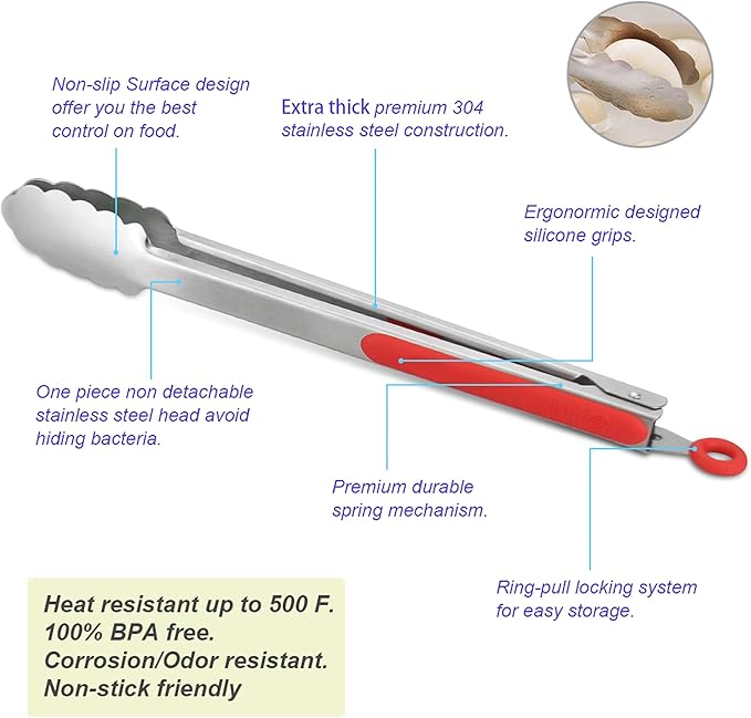 304 Stainless Steel Kitchen Cooking Tongs - Image 5