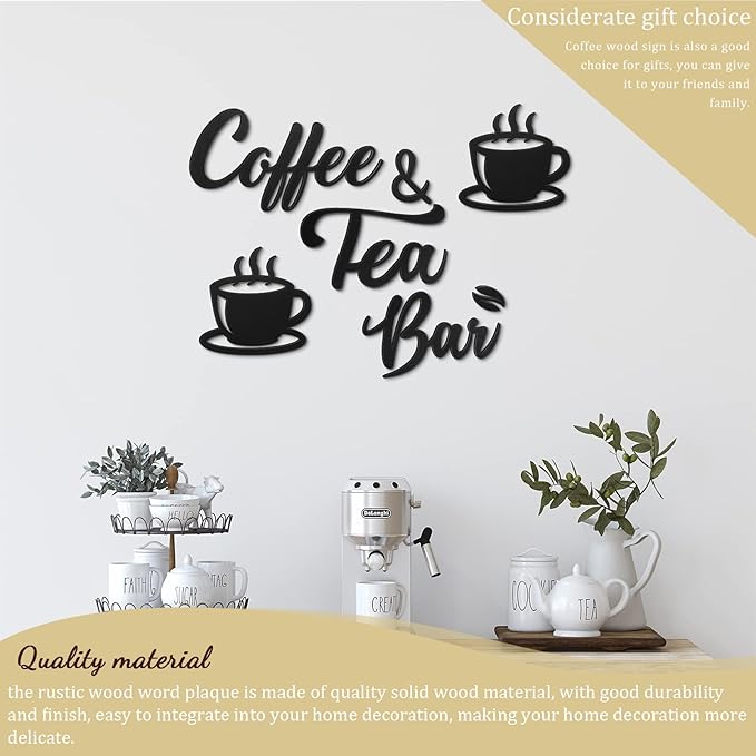 Queekay 7 Pieces Coffee Bar Sign Rustic Wall Decor Art Wooden Sign - Image 6