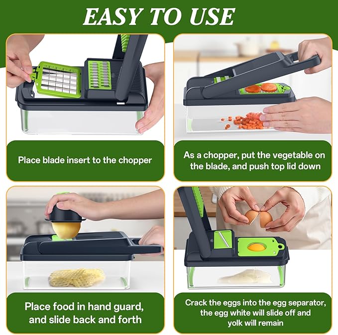 HomeHacks Vegetable Chopper Vegetable Cutter, 15 in 1 Kitchen Gadget, Onion - Image 6