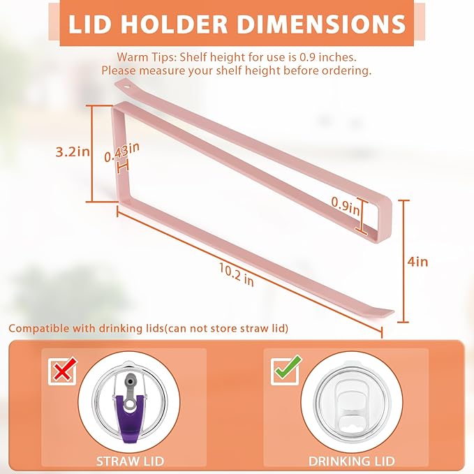 2 Pack Tumbler Lid Organizer, Horizontal Tumbler Lid Storage Hook to Hold Up 20 - Image 3