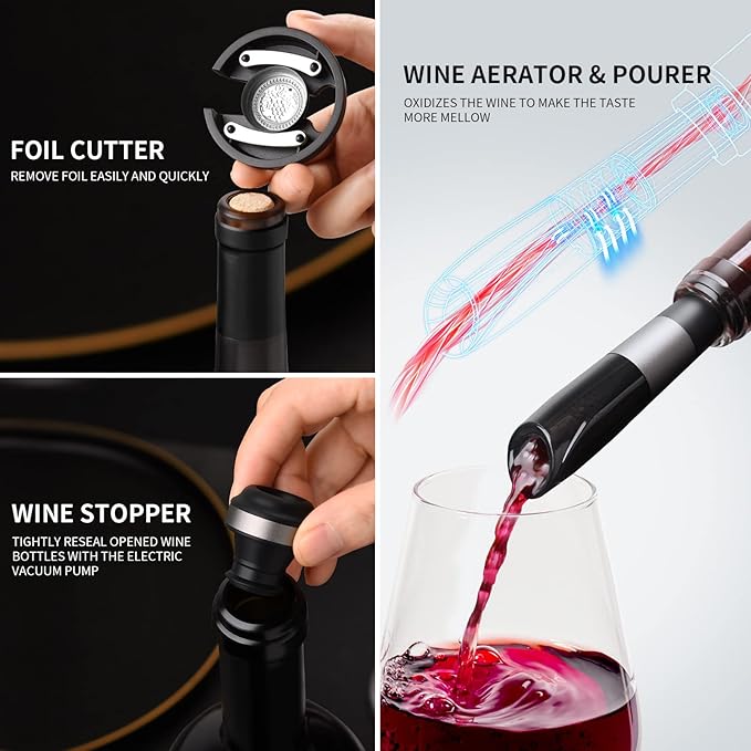 CIRCLE JOY Rechargeable Electric Wine Bottle Opener Set 7-in-1 Aluminum Alloy - Image 5