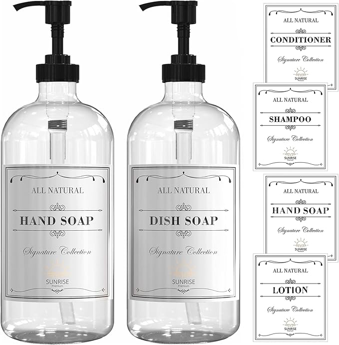 Sunrise Premium 16 OZ Thick Clear Glass Soap Dispenser - Image 7