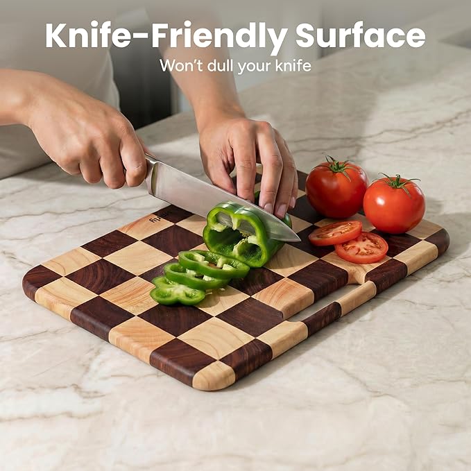 SMIRLY Wooden Cutting Boards for Kitchen, Double-Sided Cutting Board - Image 7