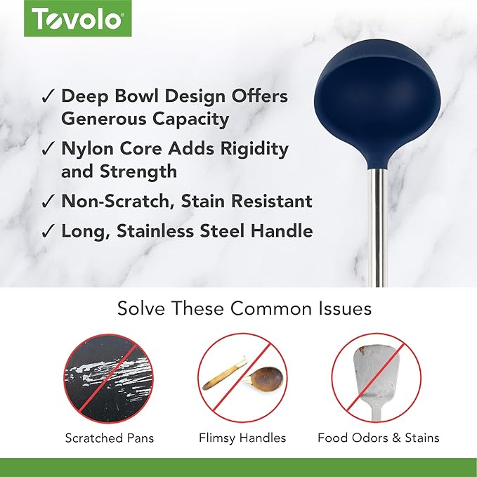 Tovolo Silicone Ladle With Stainless Steel Handle Deep Soup Ladle - Image 3