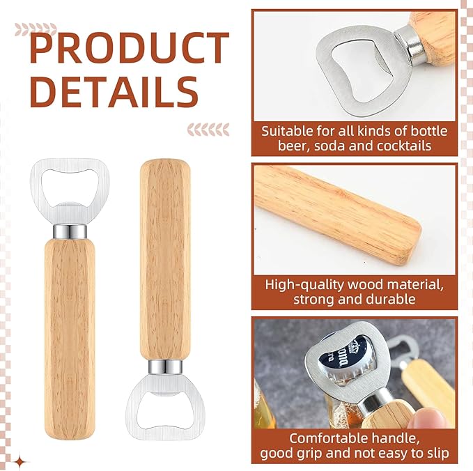20 Pcs Wooden Bottle Opener Bulk Wooden Beer Opener Engravable DIY Bottle Opener - Image 3