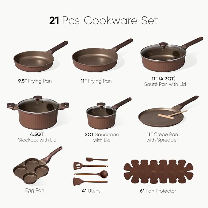 CAROTE Pots and Pans Set Non Stick, Cookware Sets Nonstick 21 pcs Kitchen Pot & - Image 2